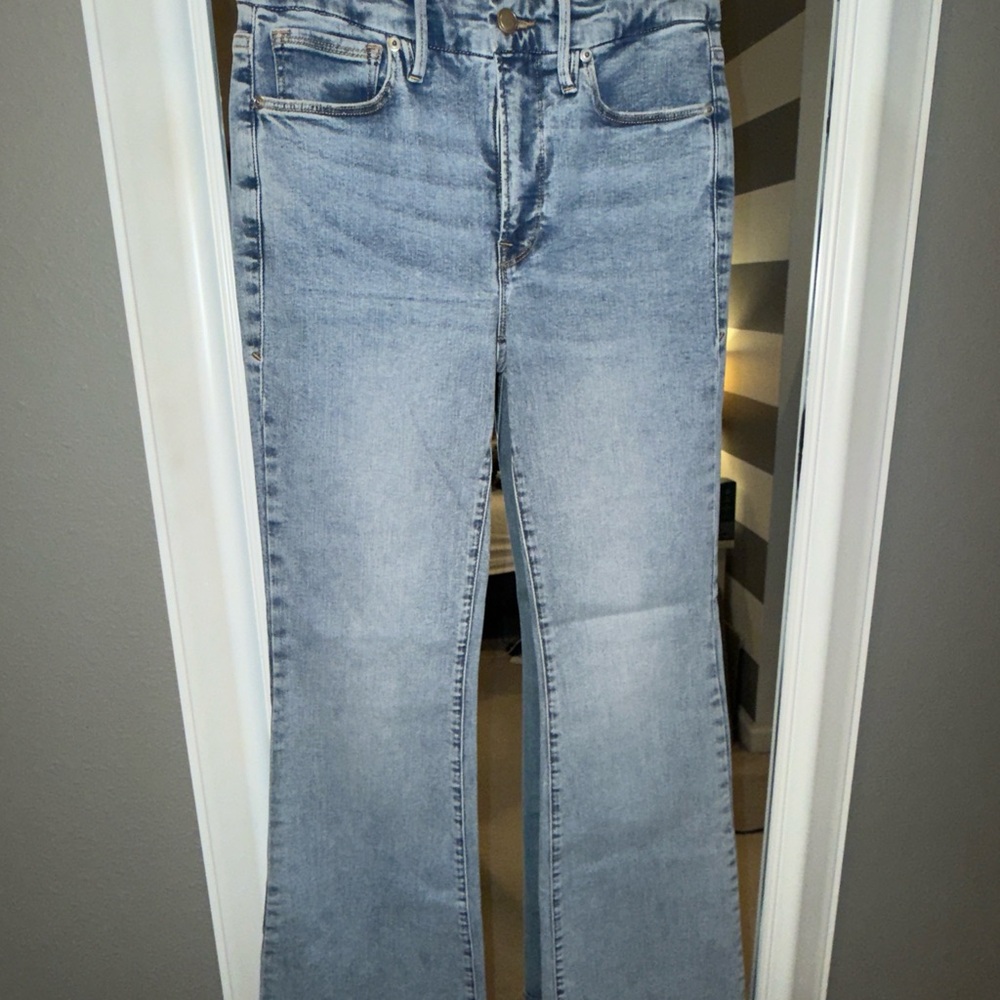 Good American Blue Flare Wide Leg Jeans